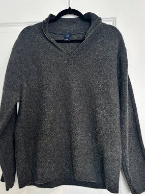Men's GAP 100% Lambswool Gray Quarter Zip Sweater XL